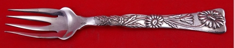 Fish Fork wavy tines  w/ daisy motif  6 1/2